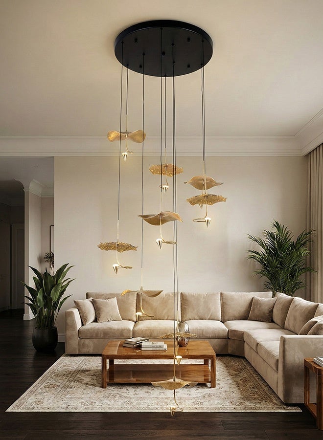 SPOLUX Modern Lighting, Chandelier, Light, Copper flower chandelier, GBK & Black Color, 45 x20 x 190 cm, Suitable for bedroom and living room, Adjustable height - Image 2